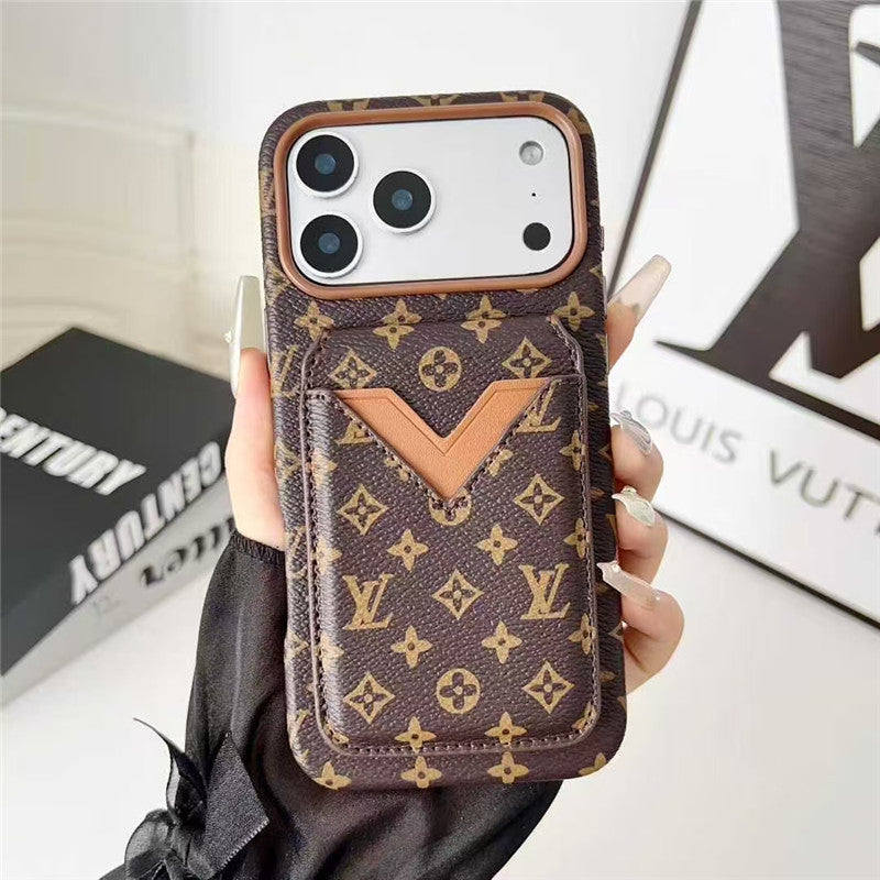 Lv Leather Card Holder Phone Case For iPhone 17 / 16 / 15 / 14/ 13s mysite