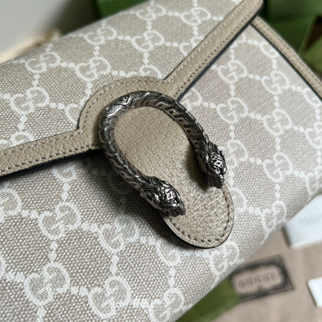 Gucci Dionysus Chain Wallet Beige and white GG Supreme canvas mysite