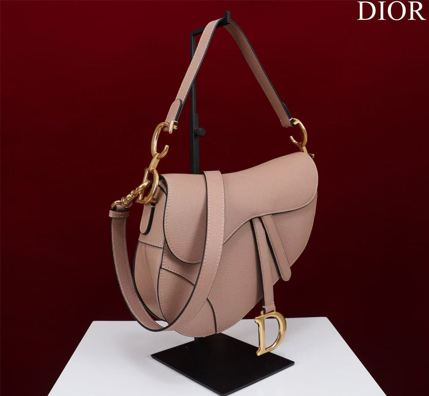 CD Saddle Bag with Strap Blush Pink Grained Calfskin mysite
