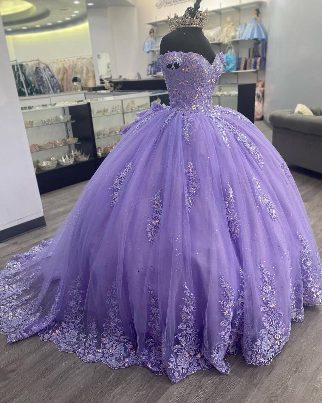 Lilac Corset Mexican Quinceanera Dress Ball Gown Prom Dress ,Appliques Lace Birthday Party Dress  cg24978s mysite