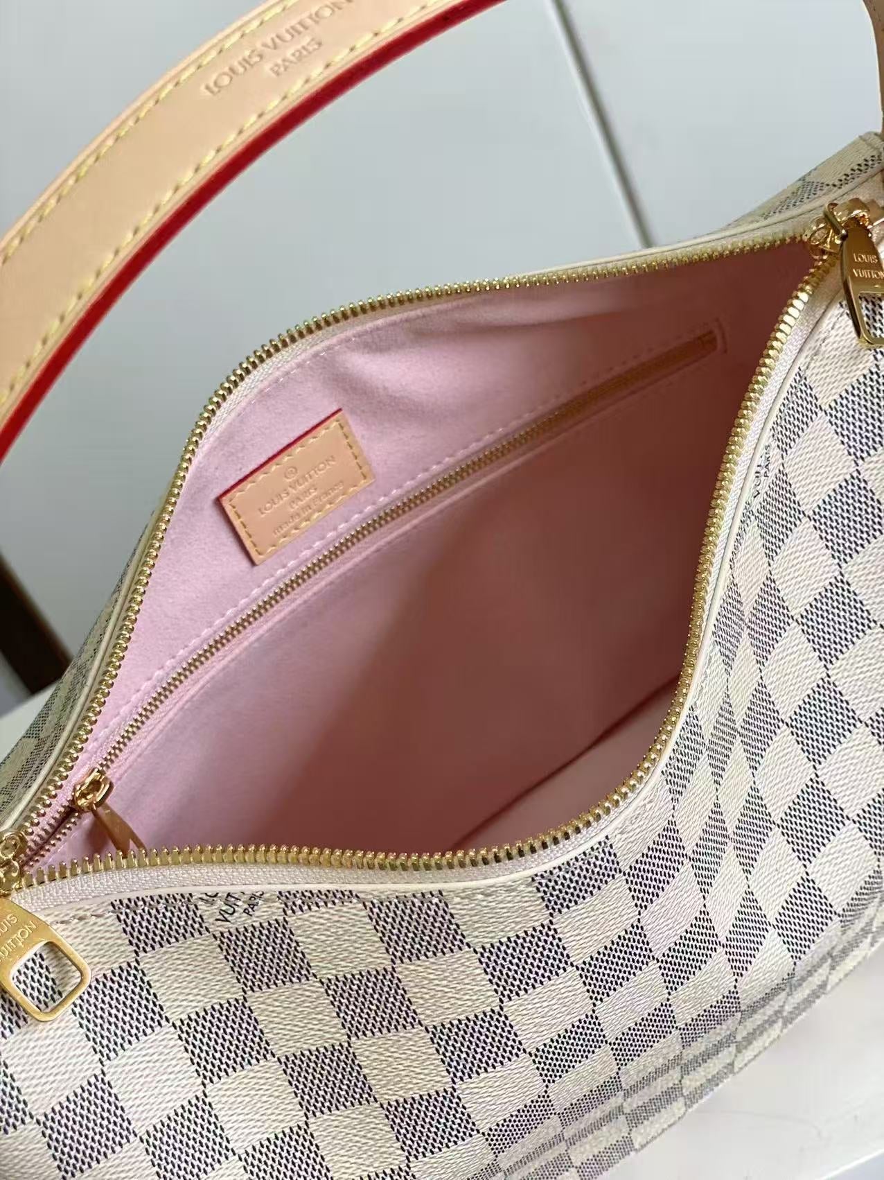 Slouchy PM 33cm Black White Damier Azur Coated Canvas & Cowhide mysite