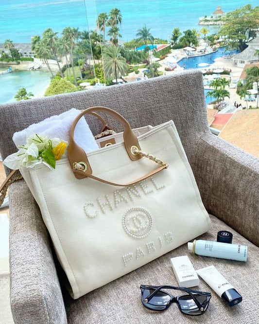 Chanel Pearl Deauville Tote Bag in Beige mysite