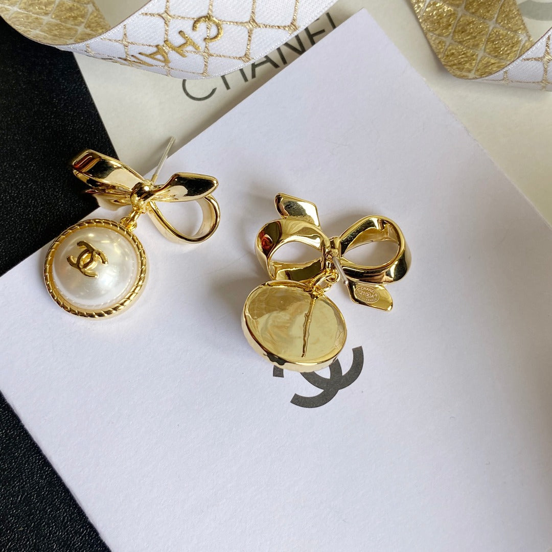 Bow Knot Pearl Drop Earrings mysite