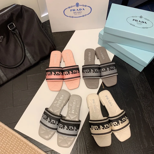 Monogram Embroidered Flat Slippers mysite