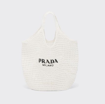 Prada Raffia Tote Bag-White mysite