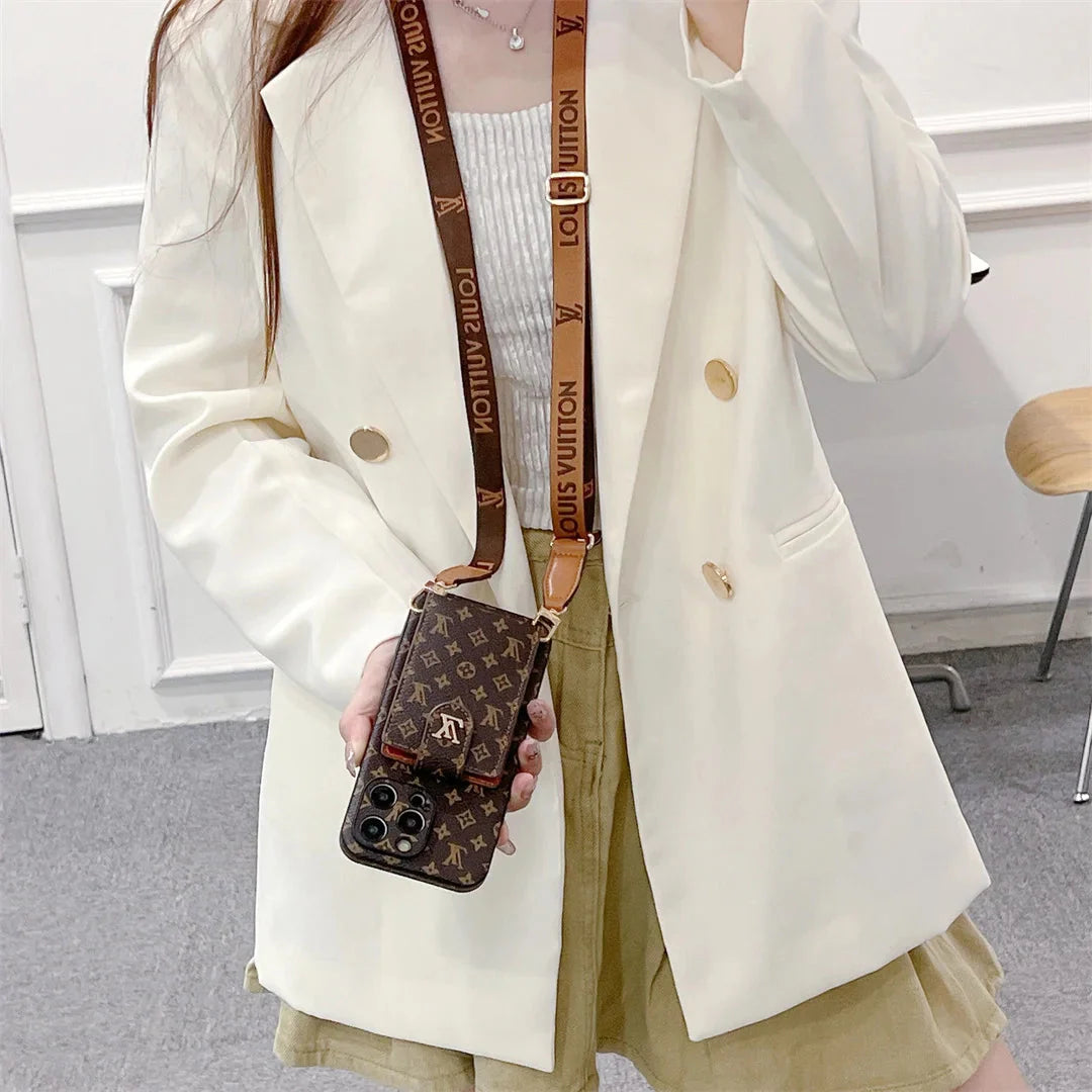 Monogram Canvas Leather Button Card Holder Crossbody iPhone Cases mysite