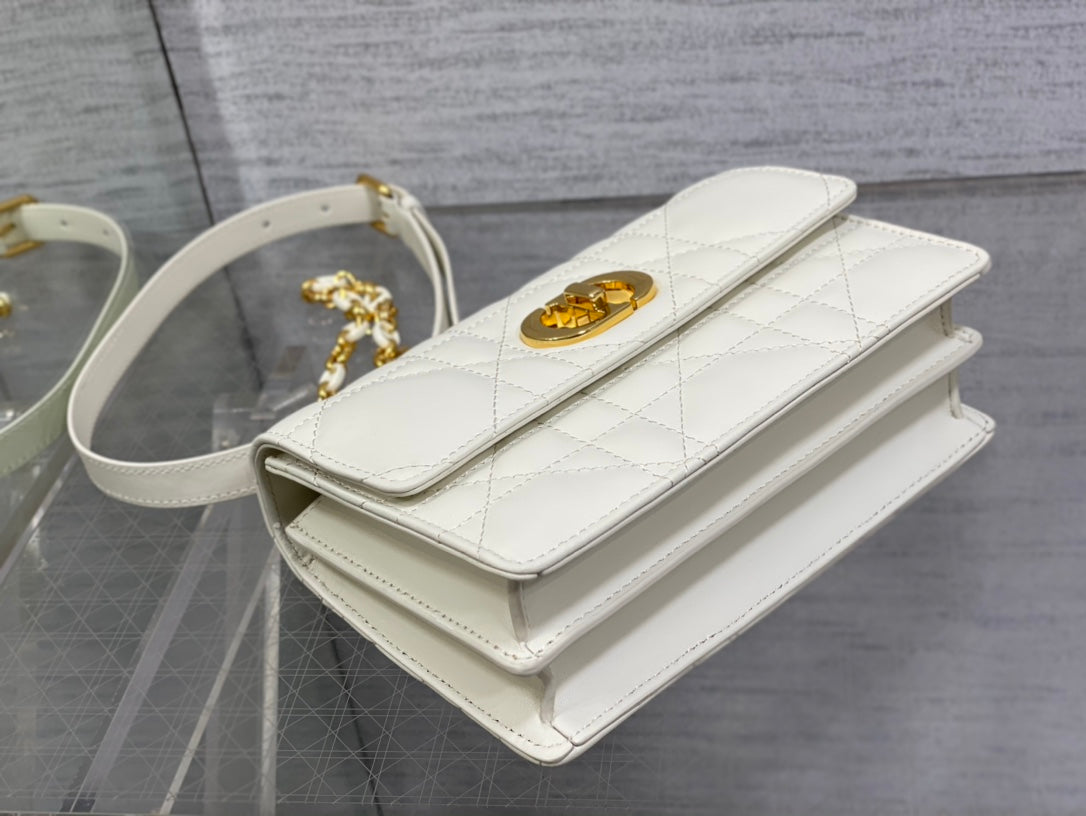 Dior Miss Caro White Macrocannage Lambskin Bag - 19 x 13 x 5.5 cm mysite