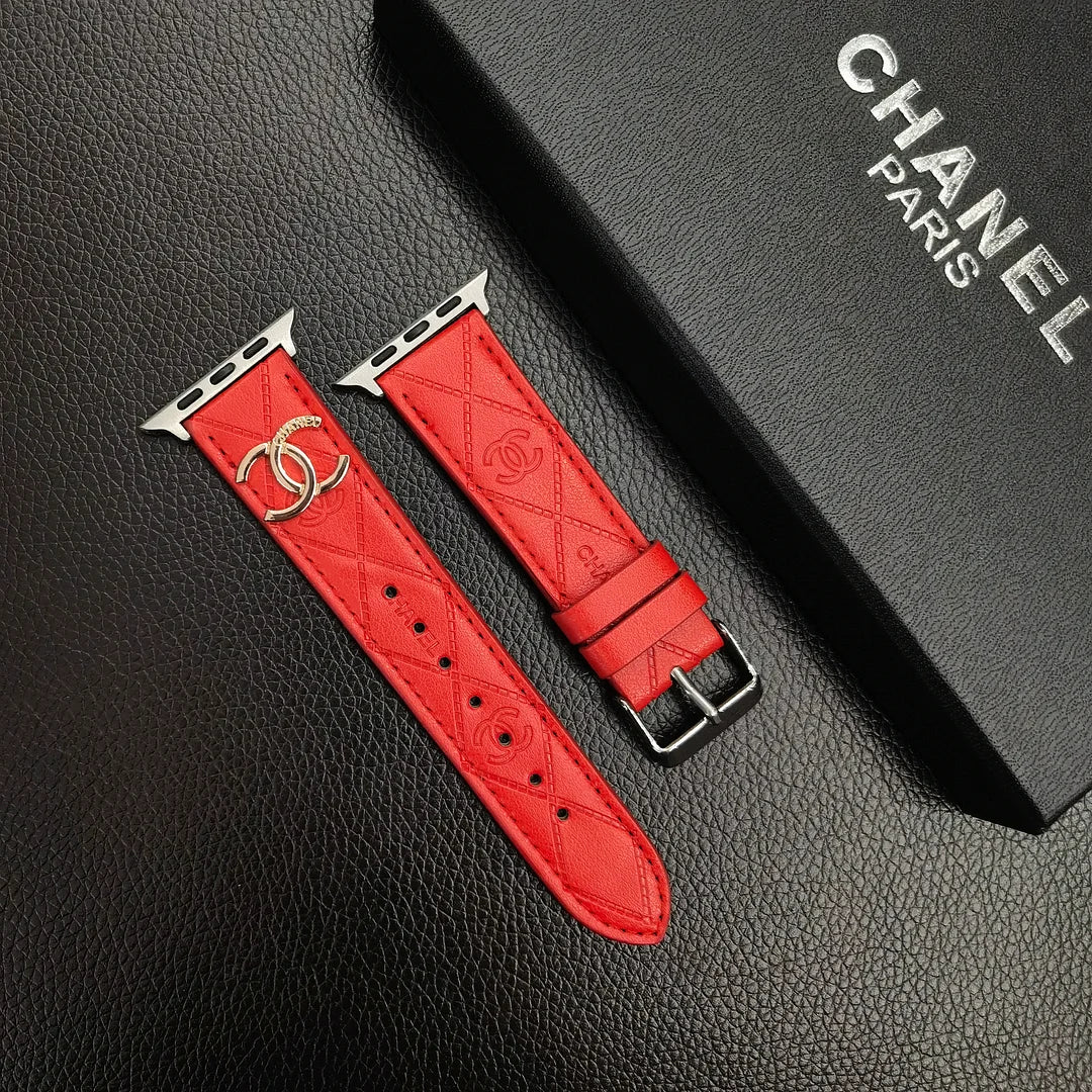 Luxury Gold Monogram 3D Embossed Leather Apple Watch Strap mysite