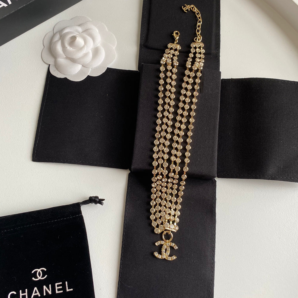 Yellow Gold Crystal Collar Necklace mysite