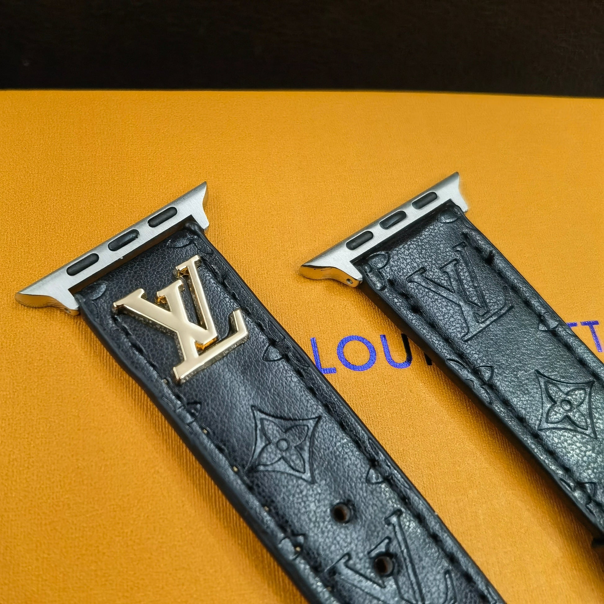 BAND METAL LOGO 3D EMBOSSED MONOGRAM LEATHER APPLE WATCHs-1 mysite