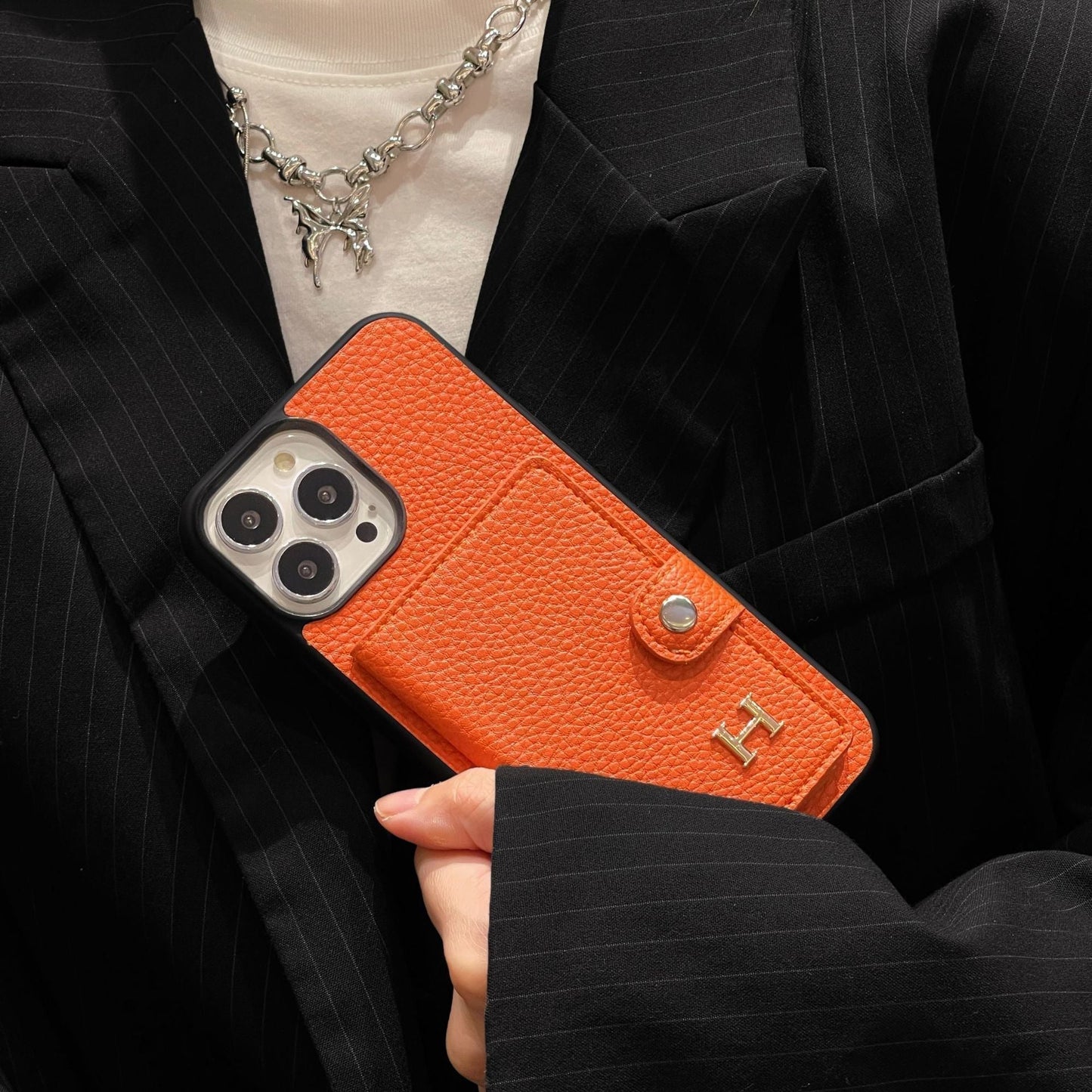 H Leather Card Holder iPhone Case mysite
