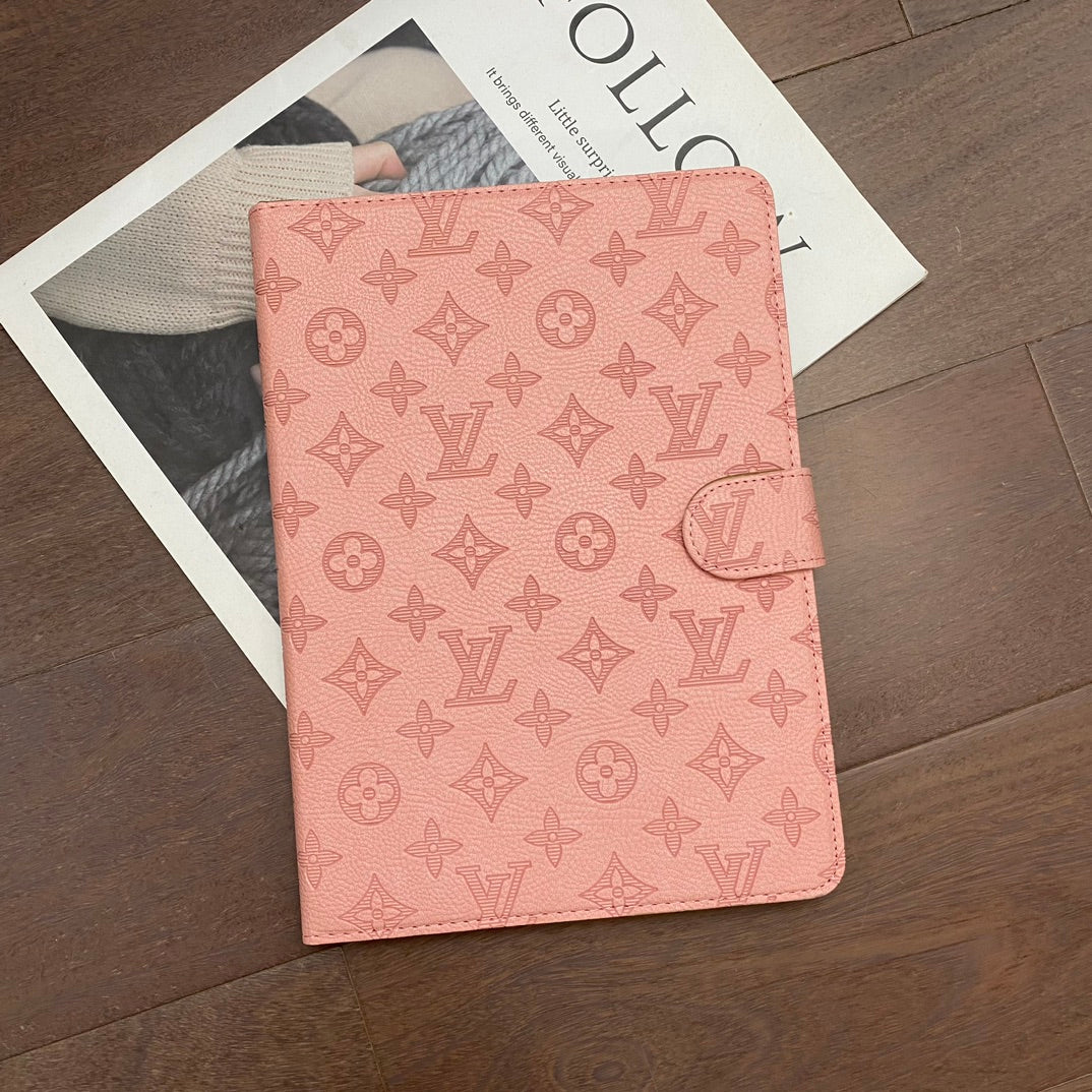 3D Embossed Canvas Monogram Holster Apple iPad Flip Cover With Stand Function mysite