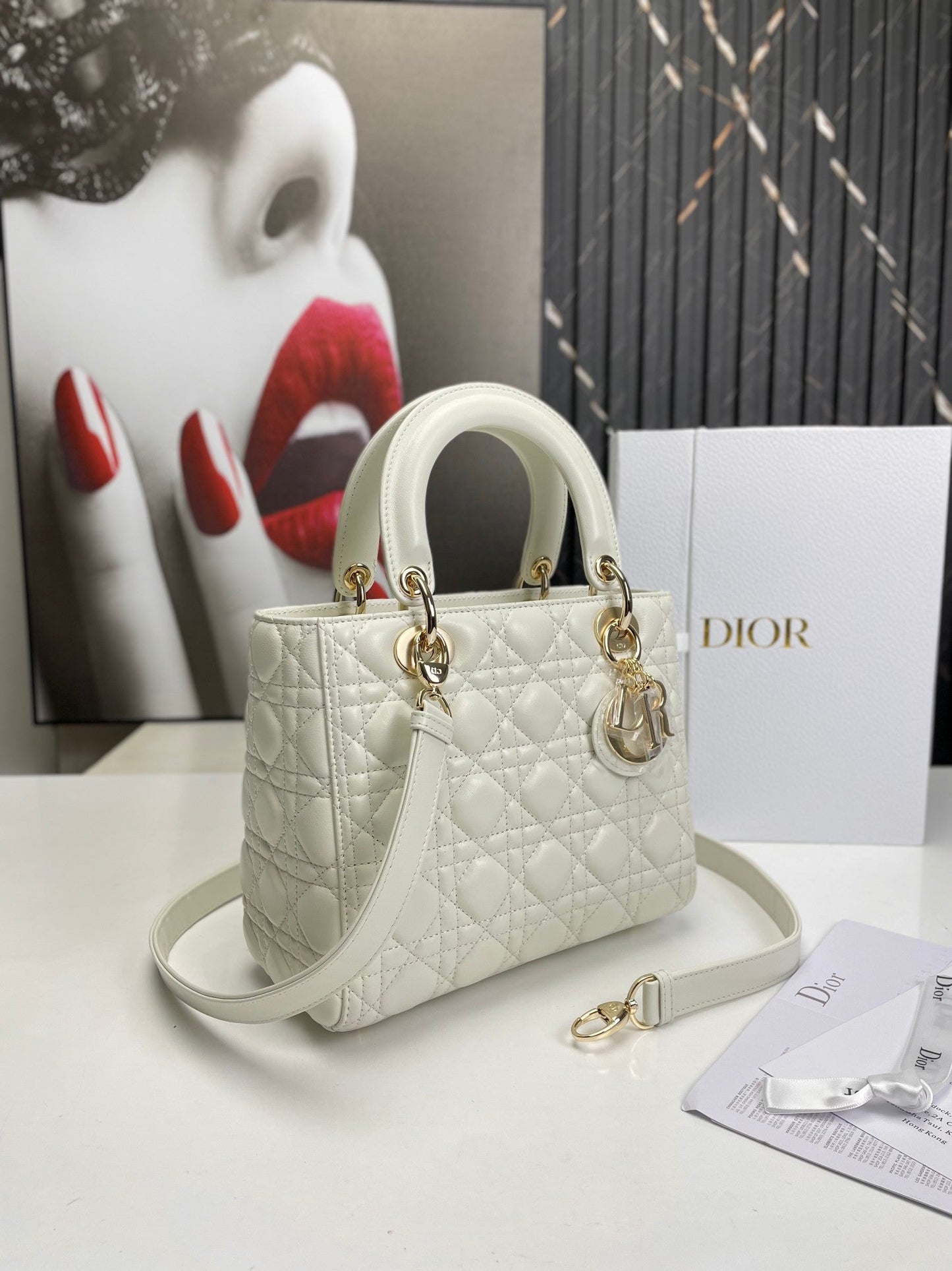 Dior Lady Medium White Bag 24cm mysite