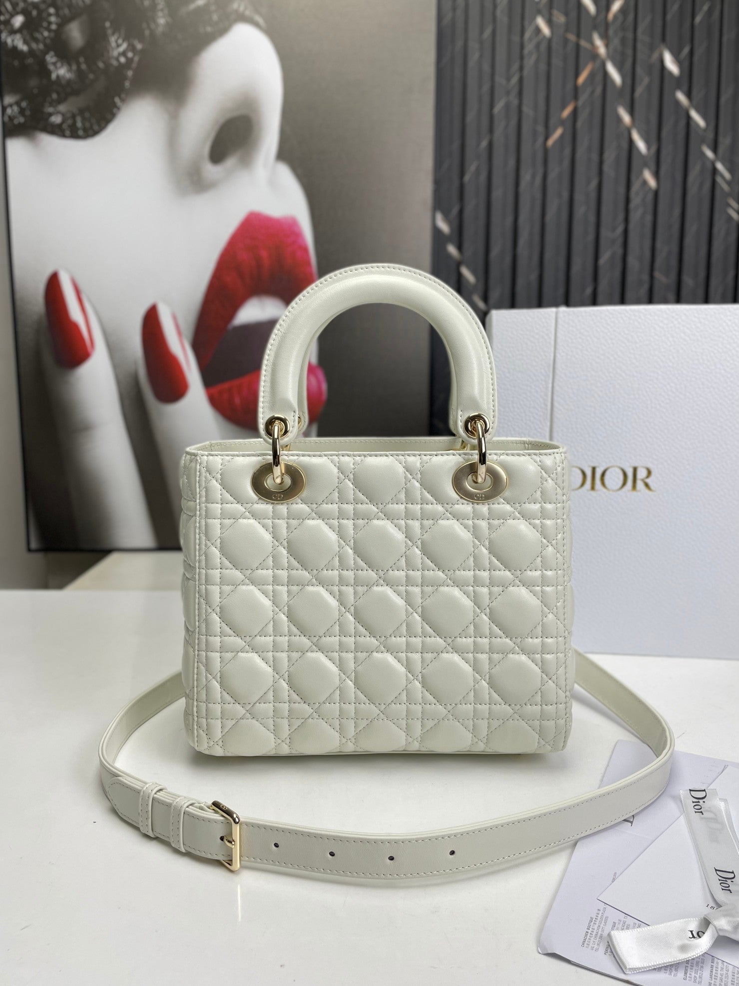 Dior Lady Medium White Bag 24cm mysite
