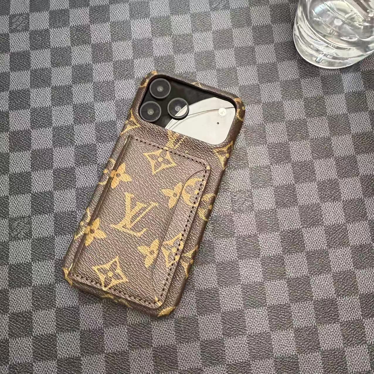 Monogram LV Leather Phone Case For iPhone 17 / 16 / 15 / 14s mysite