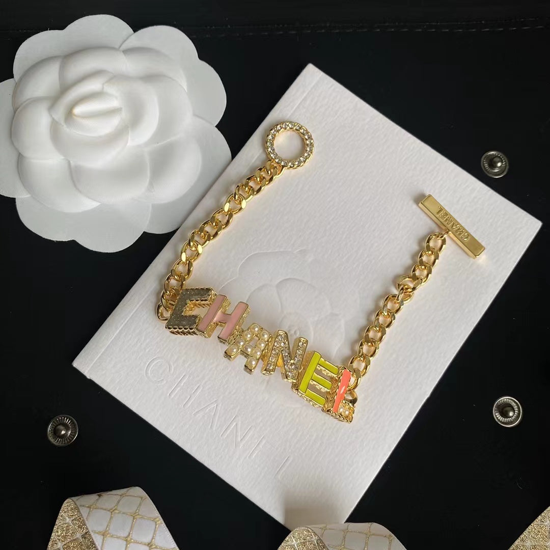 Fashion Colorful Crystal Letter Necklace and Bracelet mysite