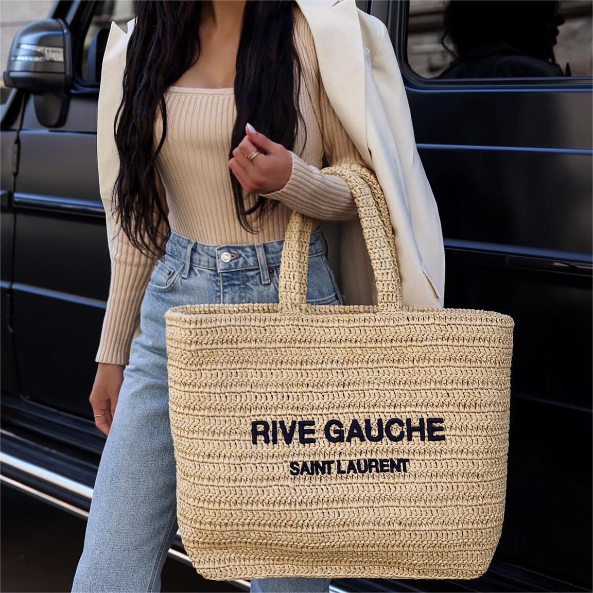 SAINT LAURENT Rive Gauche Logo Crochet Tote mysite