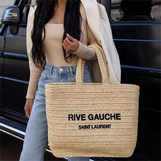 SAINT LAURENT Rive Gauche Logo Crochet Tote mysite