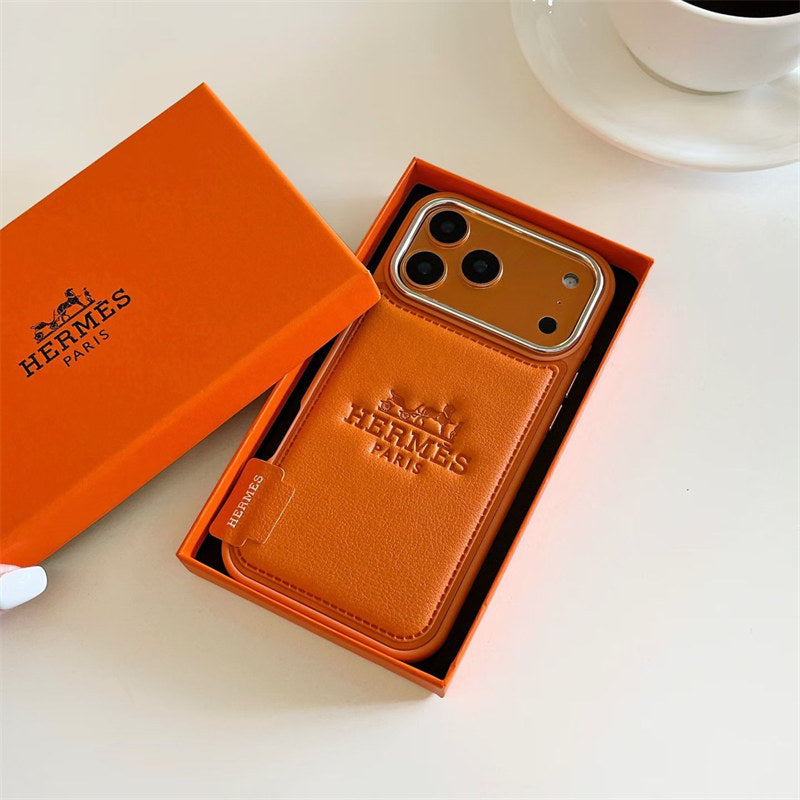 Luxury Hermes Leather Case For iPhone 17 / 16 / 15 / 14s mysite