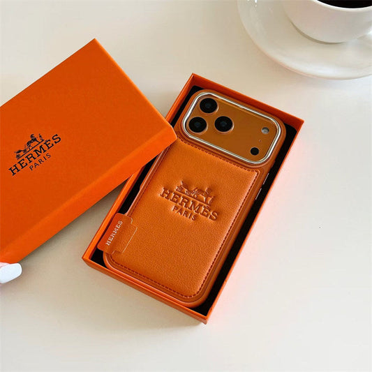 Luxury Hermes Leather Case For iPhone 17 / 16 / 15 / 14s mysite