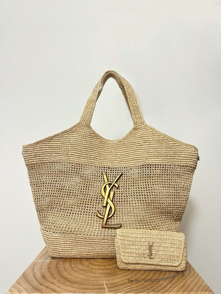SAINT LAURENT YSL Raffia Icare Tote Bag mysite