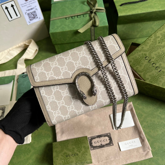 Gucci Dionysus Chain Wallet Beige and white GG Supreme canvas mysite
