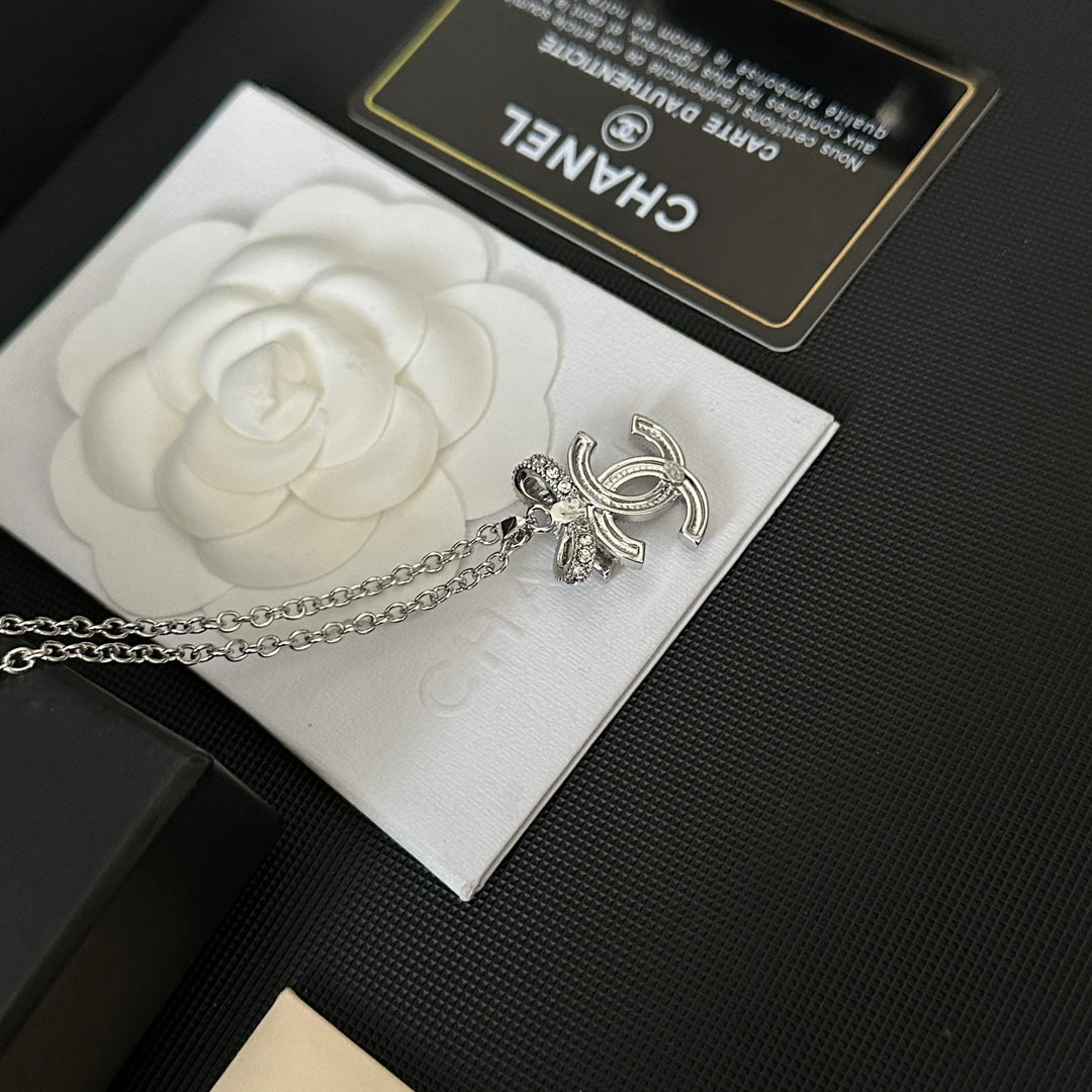 Diamond Bow Logo Pendant Necklace mysite