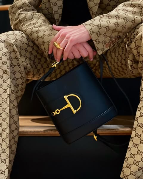 GUCCI small horsebit embellished leather bucket bag mysite