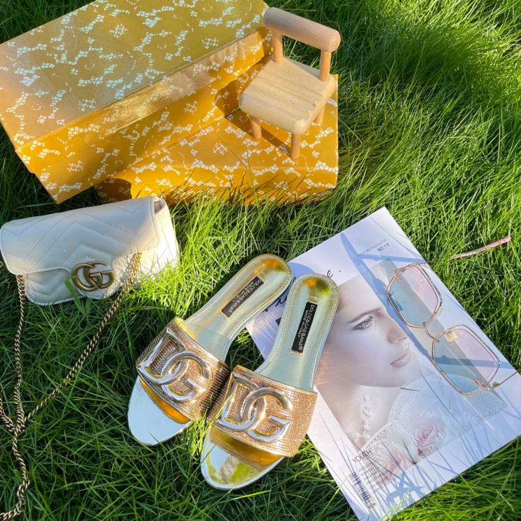 Metal Buckle Rhinestone Slippers mysite