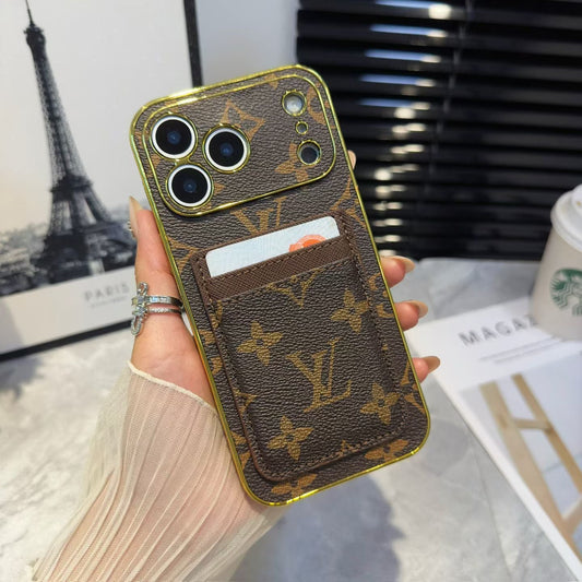 Lv Luxury Phone Case With Card Holder For iPhone 17/ 16 / 15 / 14s mysite