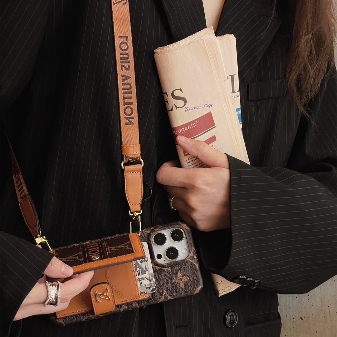 Canvas Leather Wallet Card Holder Crossbody iPhone Cases mysite