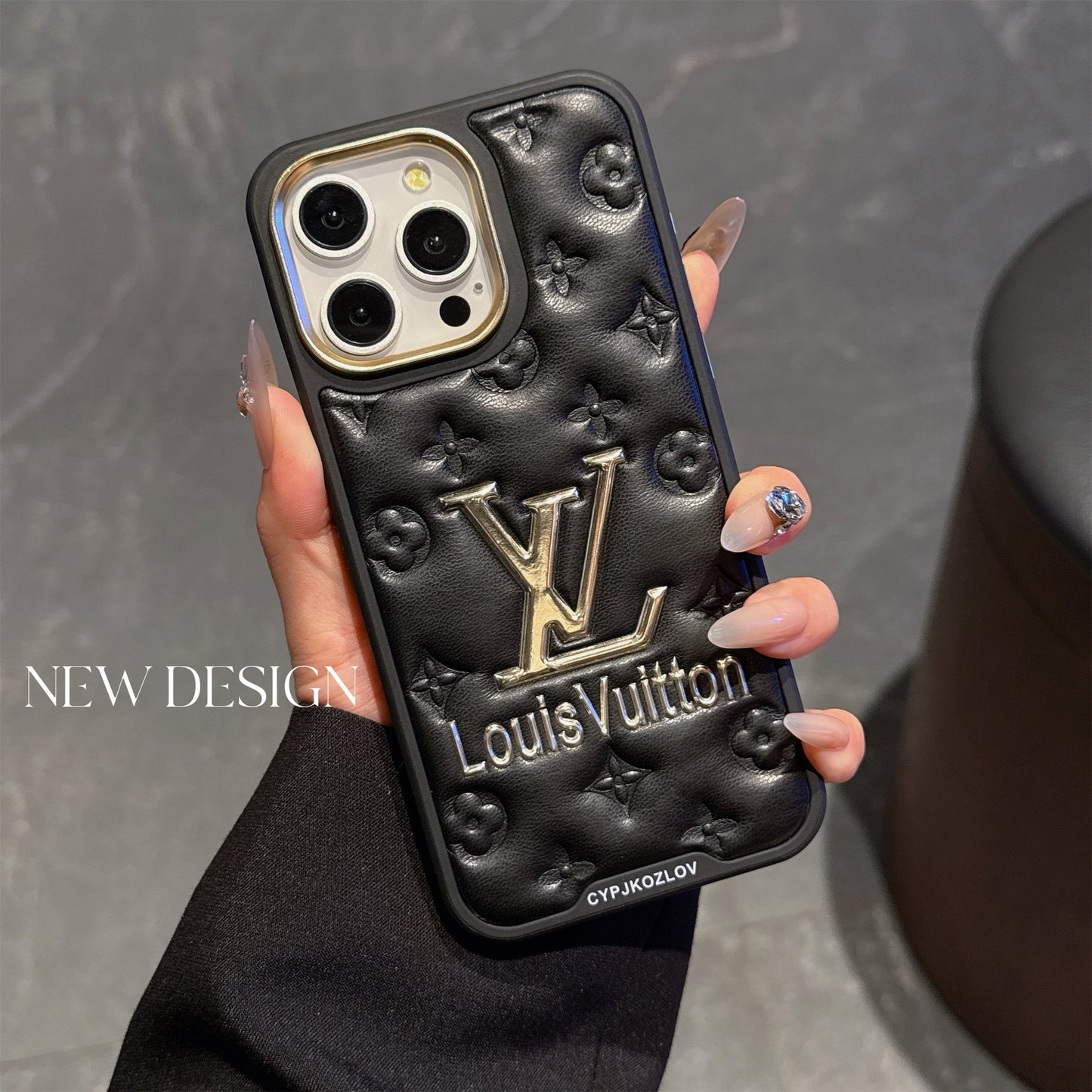 Finest Electroplated Classic Monogram Embossed Leather Apple iPhone Cases mysite