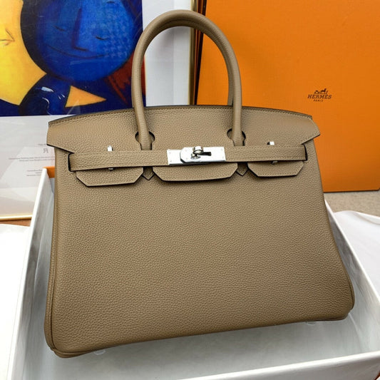 Hermes Birkin 30 Togo Etoupe Bag Silver Hardware Handbags (11.8in30cm) mysite