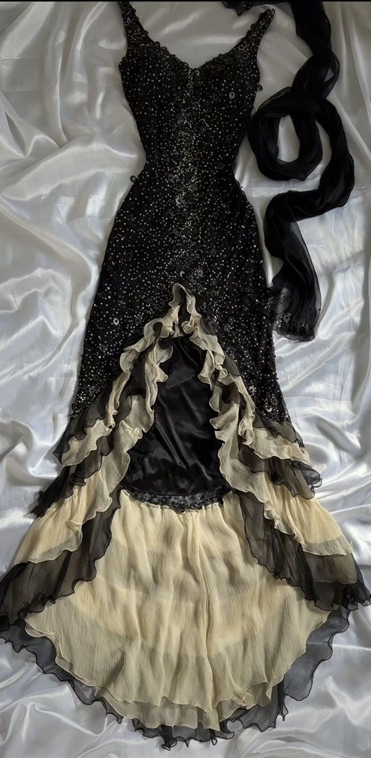 Black Sparkly Elegant Ruffled Tulle Long Sequin Ball Gown Prom Dress Evening Gown Party Dress gh3141s mysite