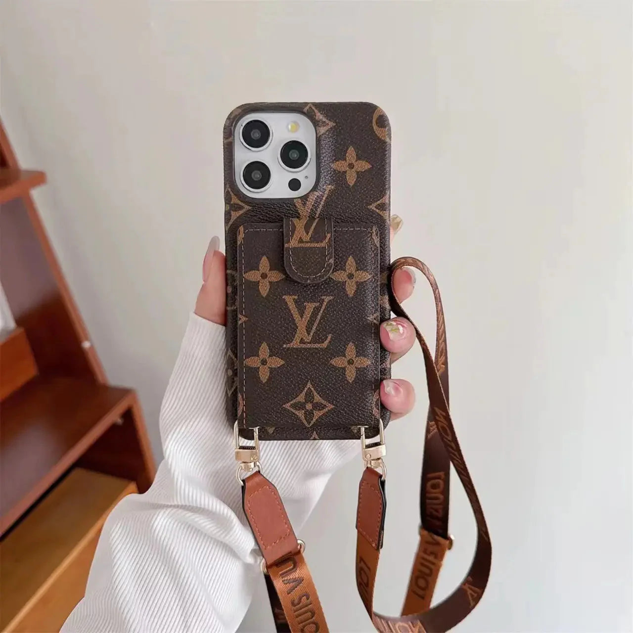 luxury iPhone Case Card Holder Detachable Lanyards mysite