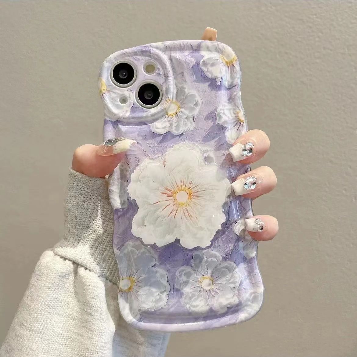 Oil Painting Flower With Bracket & Wristband For iPhone Case mysite
