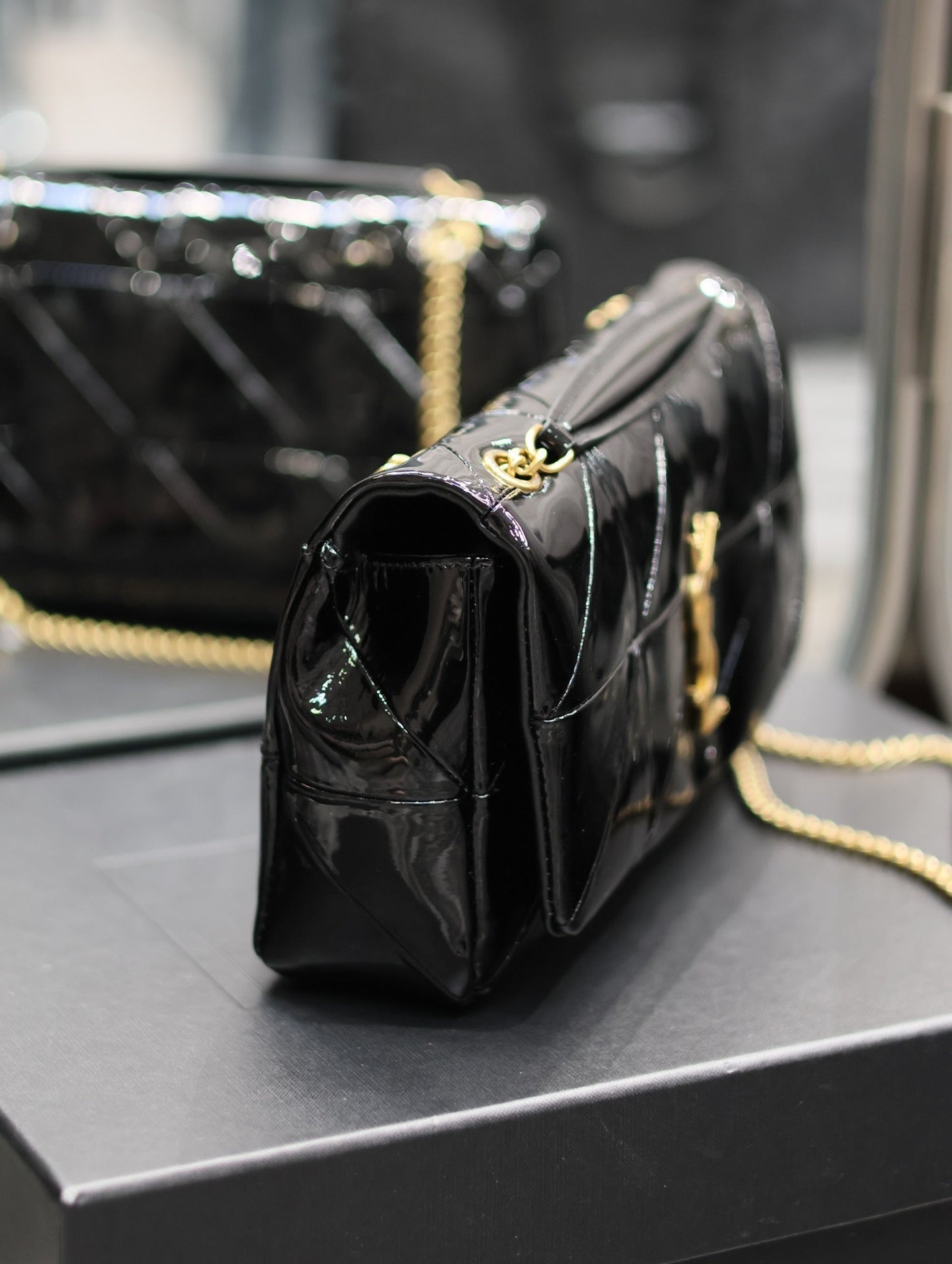 YSL Jaime Patent Black Bag - 25x15x7.5cm mysite
