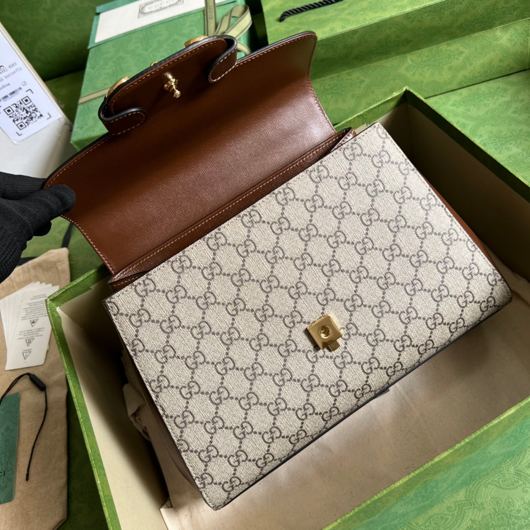 Gucci Horsebit 1955 Medium Ophidia and Brown Leather 29x20x13cm mysite