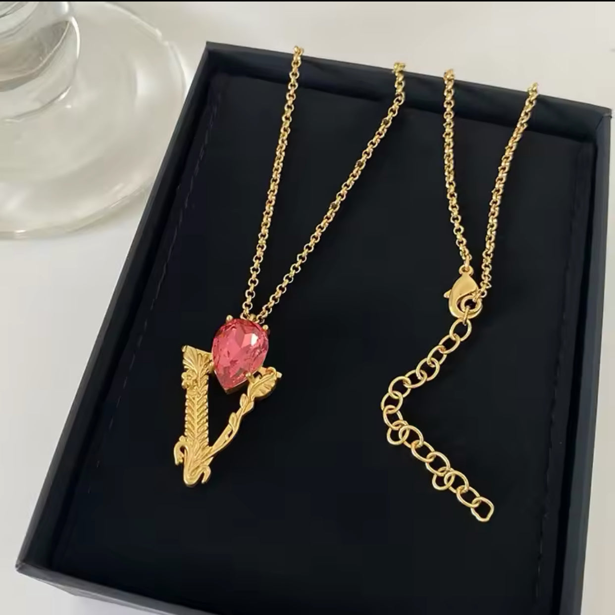 New 18k Gold plated Transparent Gemstone Necklace mysite