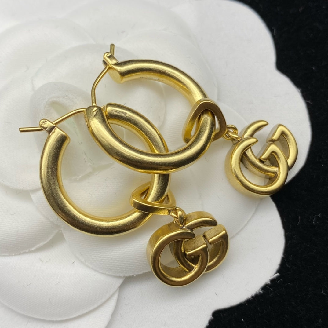 Double G Drop Hoop Earrings mysite