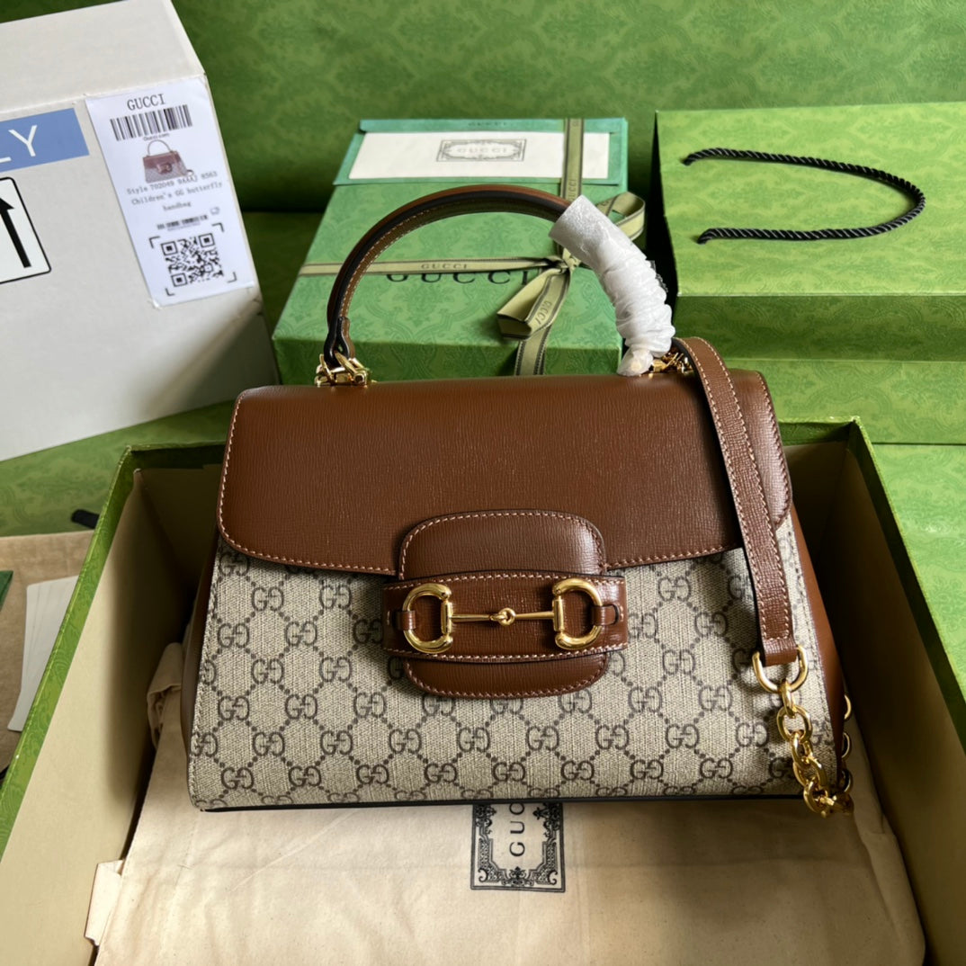 Gucci Horsebit 1955 Medium Ophidia and Brown Leather 29x20x13cm mysite