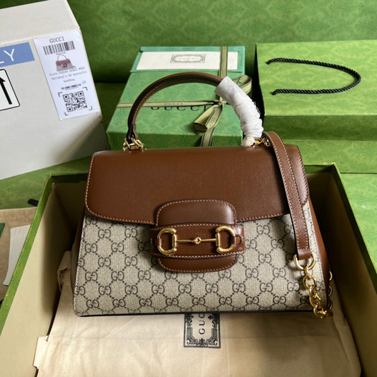Gucci Horsebit 1955 Medium Ophidia and Brown Leather 29x20x13cm mysite