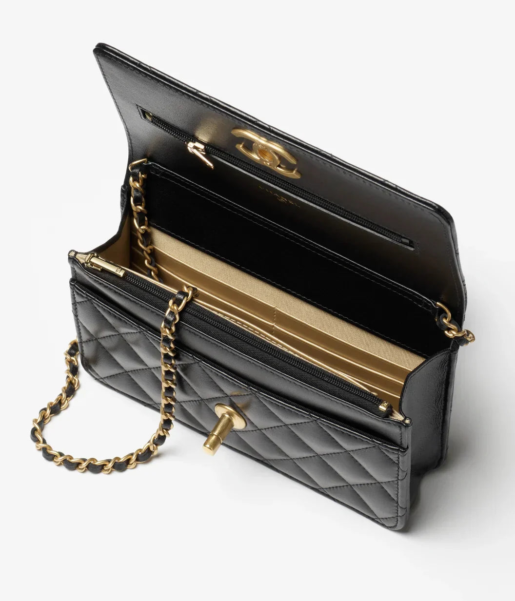 Wallet On Chain Shiny Lambskin Pearls Gold Tone Metal-1-2 mysite