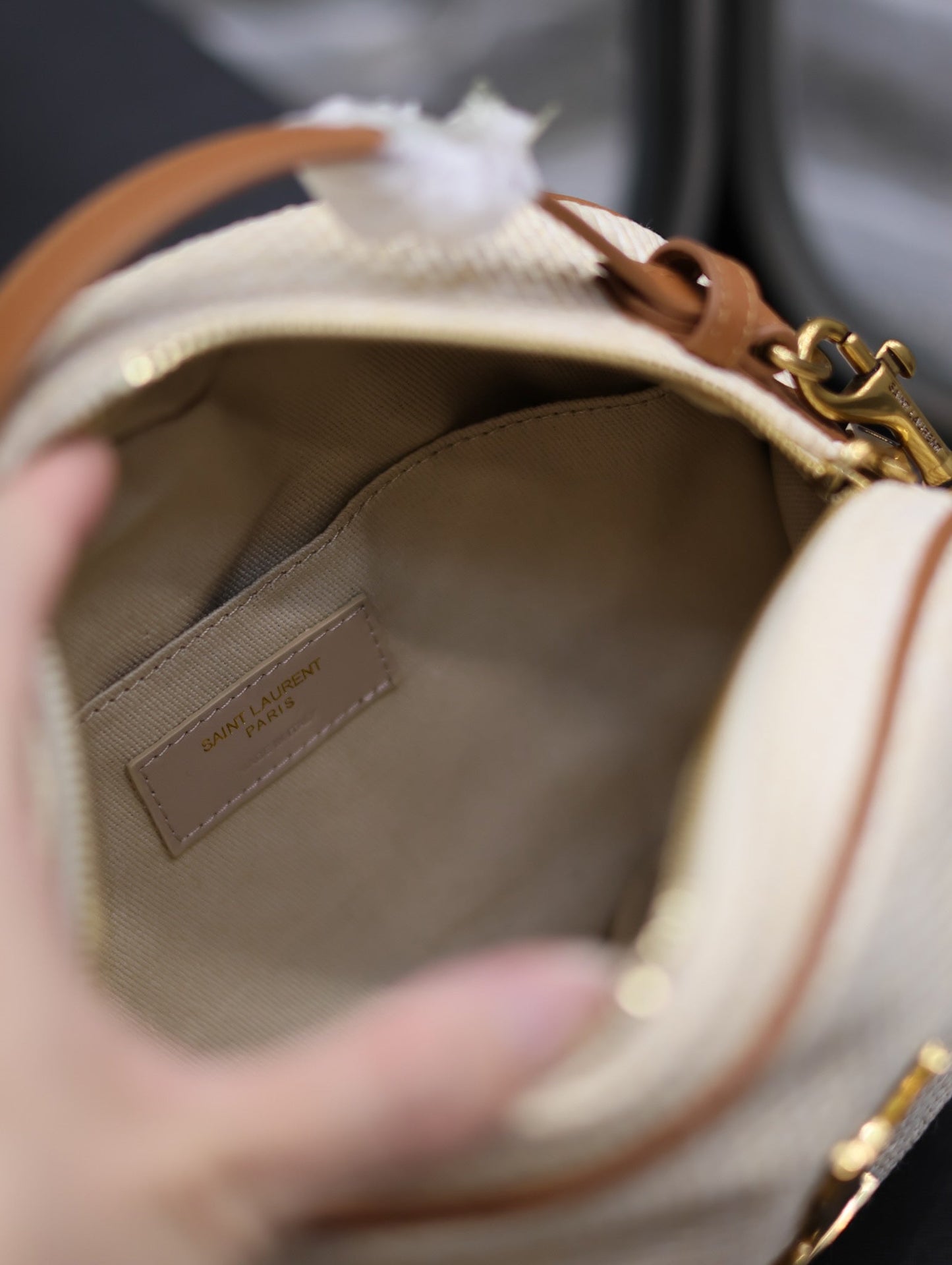 YSL Leather-trimmed raffia shoulder bag - 22¡Á16.5¡Á6cm mysite