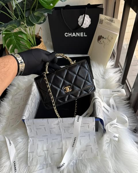 Chanel 24B WOC Top Handle in Black Shiny Lambskin GHW mysite