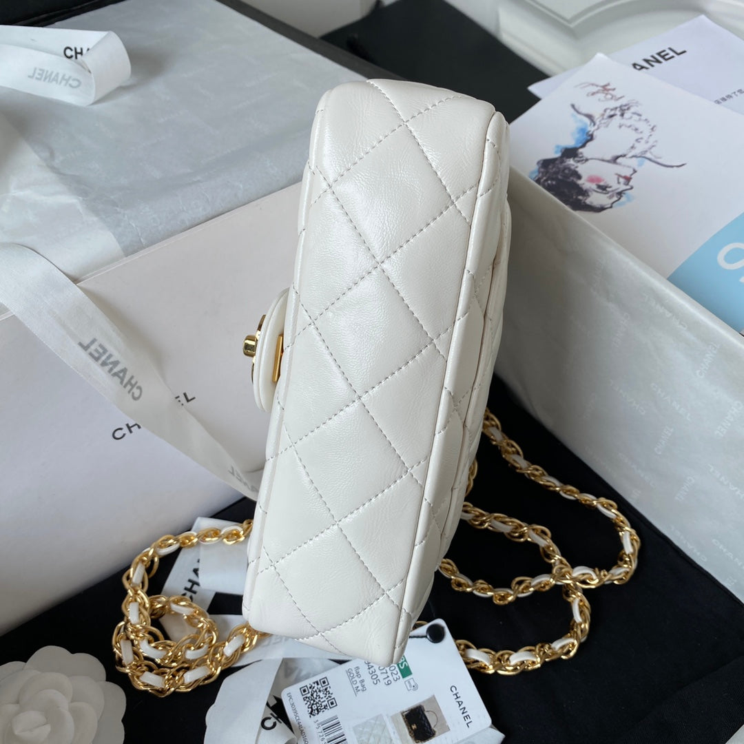 Chanel Flap Bag Gold Top Handle White - 13X21X8cm mysite