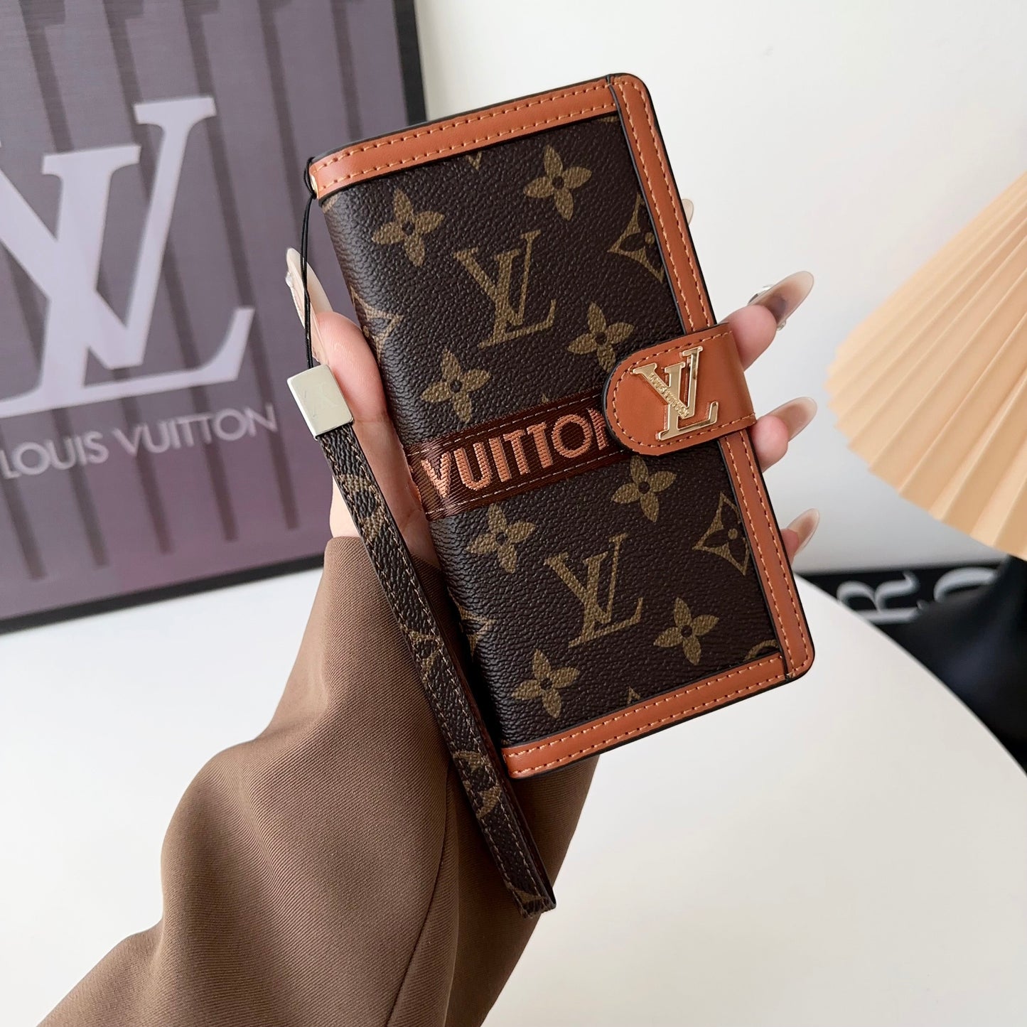 Premium Genuine Leather Monogram Canvas Wallet Card Holder iPhone Cases mysite