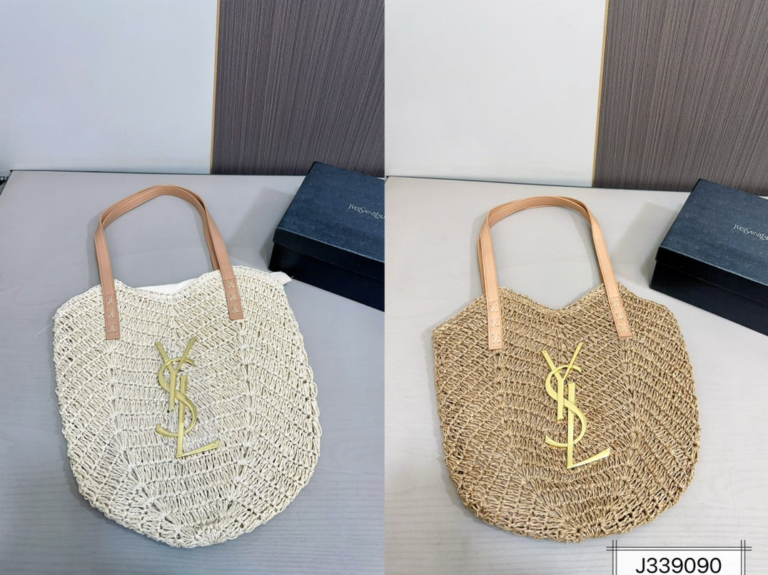 YSL SAINT LAURENT Vacation Casual Raffia Woven Tote Bag 35x32cm mysite