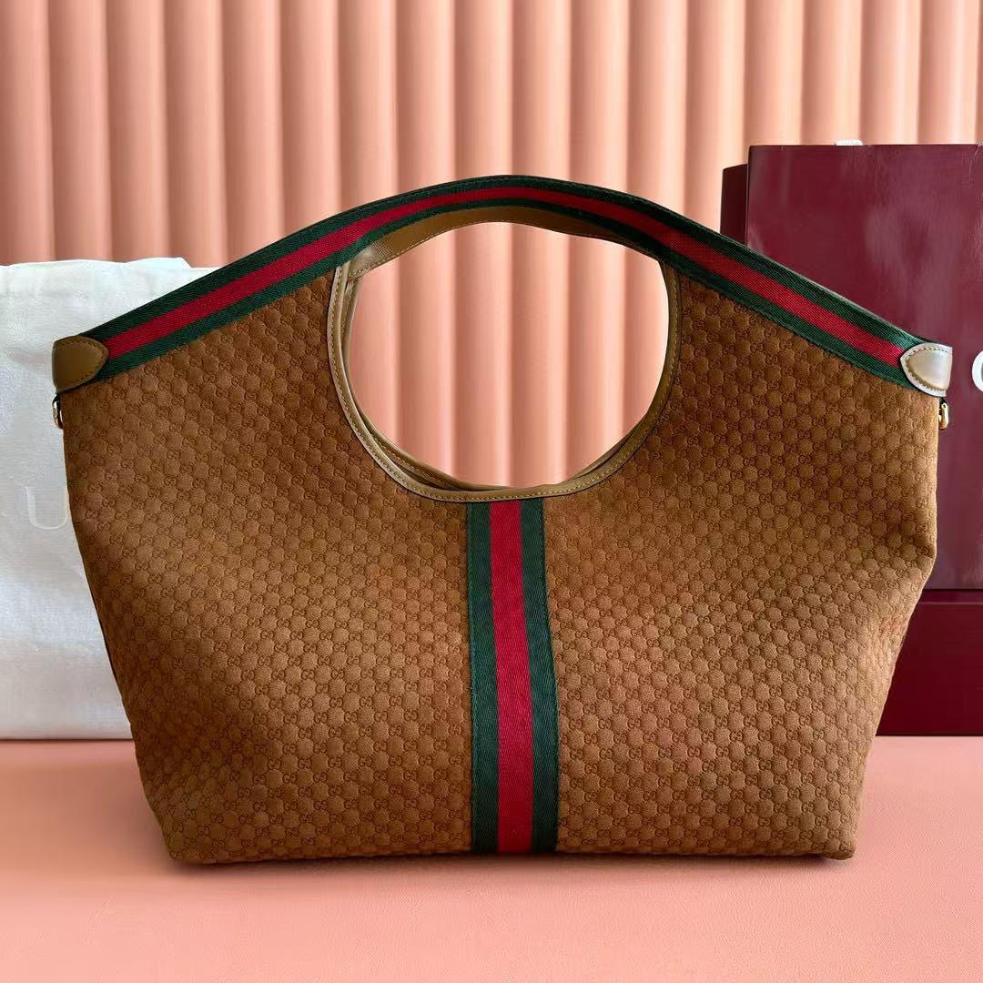 Gucci Giglio Large Tote Bag Dark Brown Suede mysite