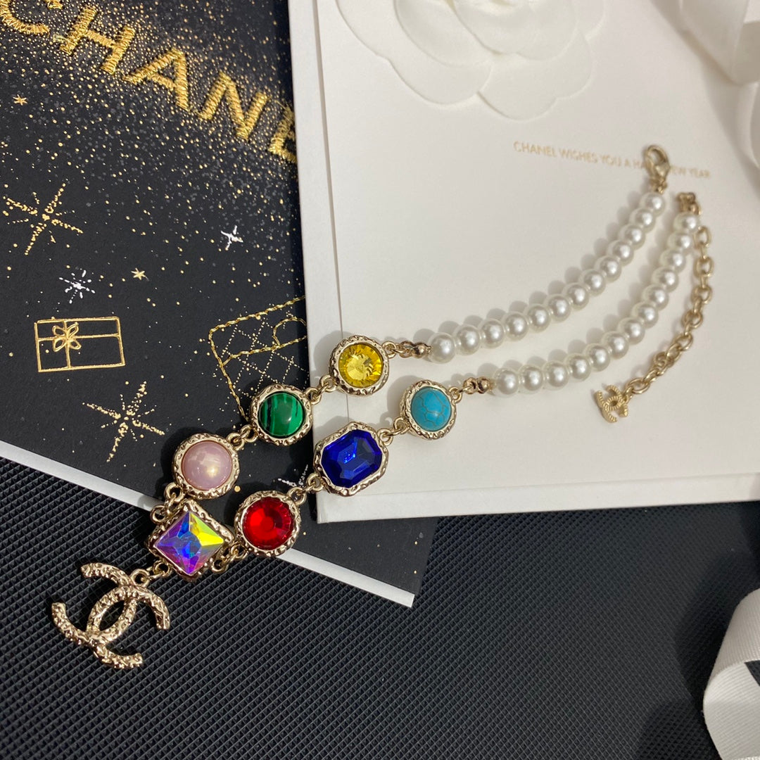 Colorful Crystal Pendant Pearl Necklace mysite